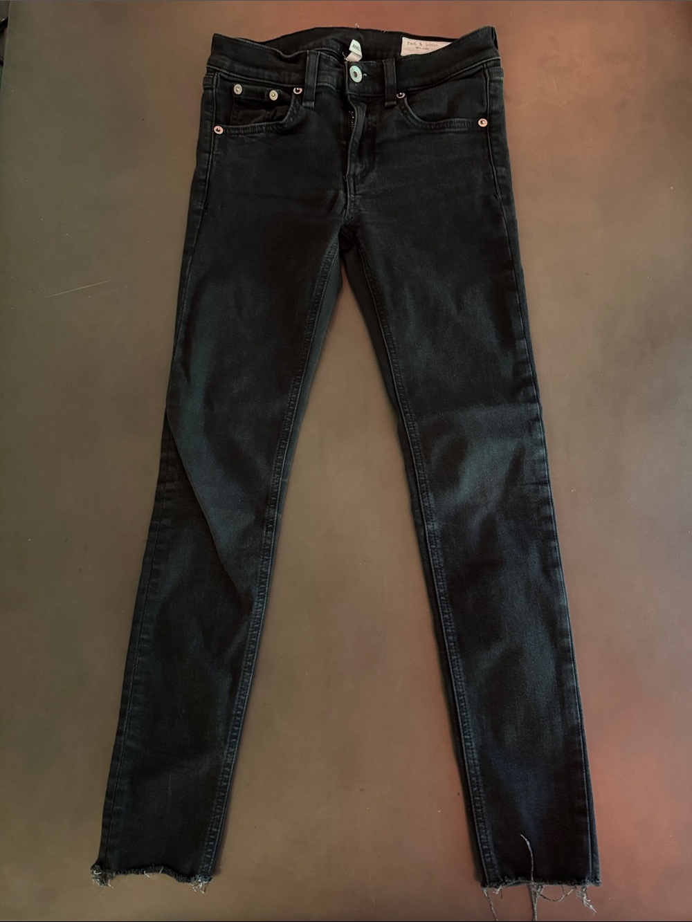 rag & bone Black Skinny Jeans - Raw Hem